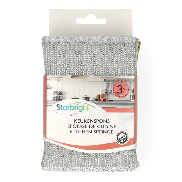 Keukenspons 1,5x12,5x9cm | 3 stuk (123schoon huismerk) 123schoon